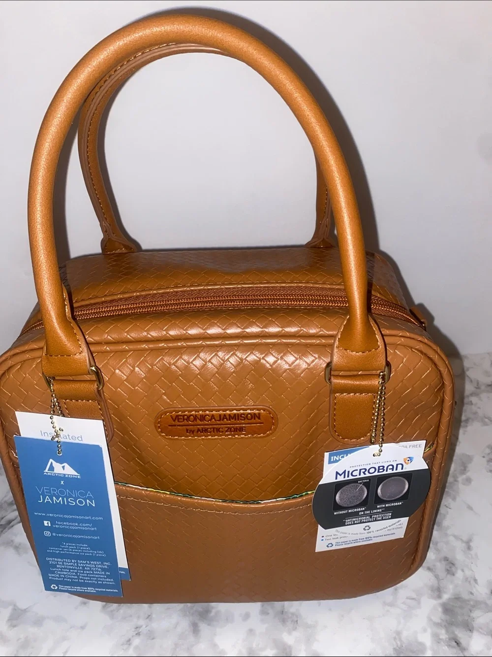 Brown  Woven Satchel Handbag with Top Handles